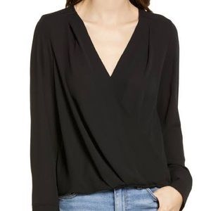 H&M Black 100% cotton wrap front top